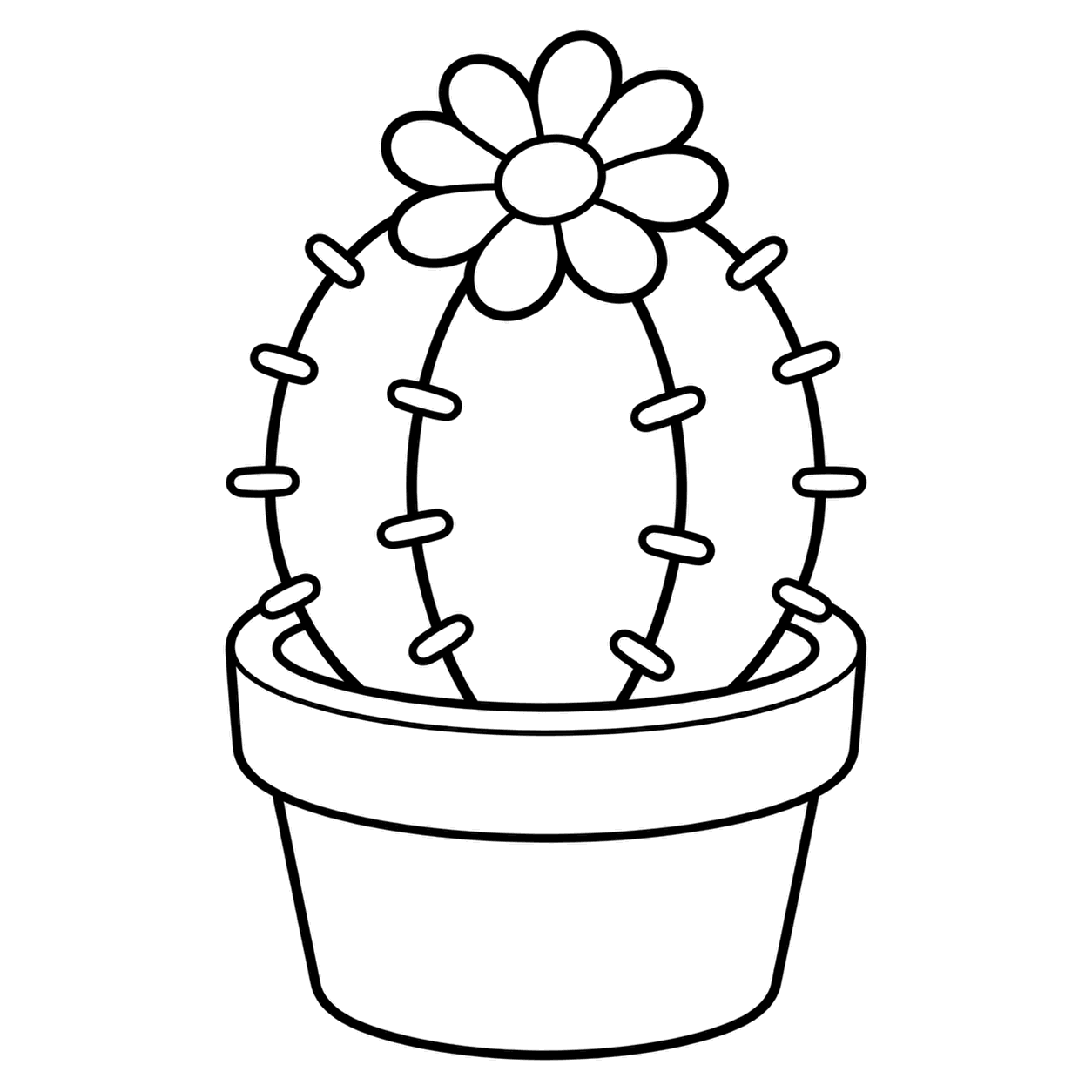 サボテンの花のぬりえ用線画