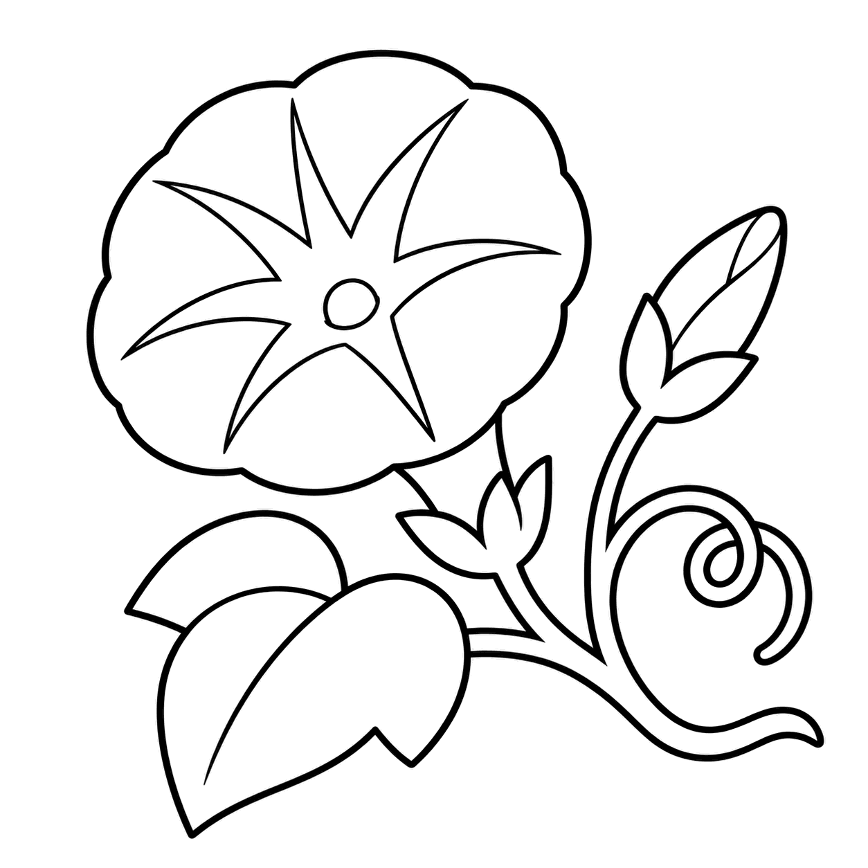 朝顔風の花のぬりえ用線画