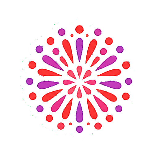 赤と紫の点が広がる牡丹花火アイコン