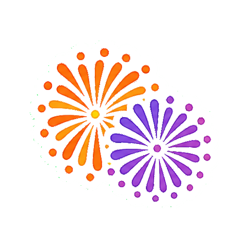 橙色と紫色の二つの花火が重なったアイコン
