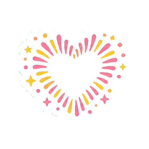 火花でできたハート形の花火アイコン