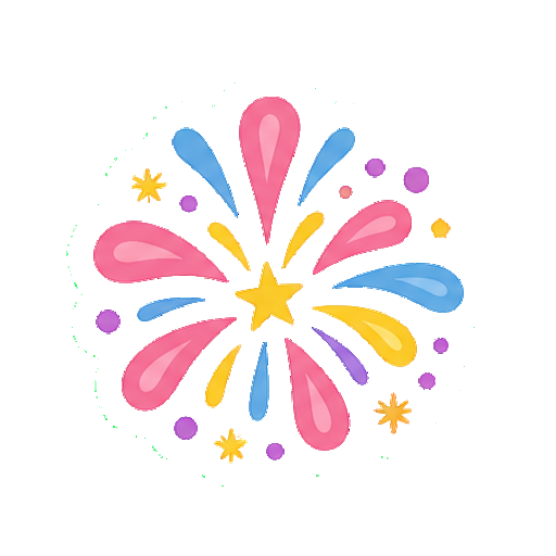 顔や文字がない花形の花火アイコン