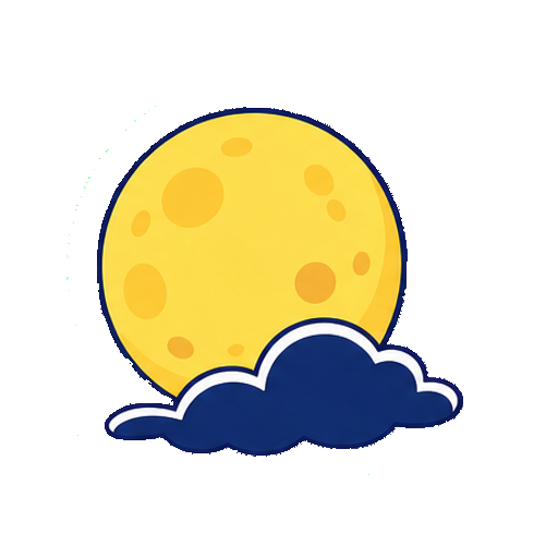 小さな紺色の雲がある満月アイコン