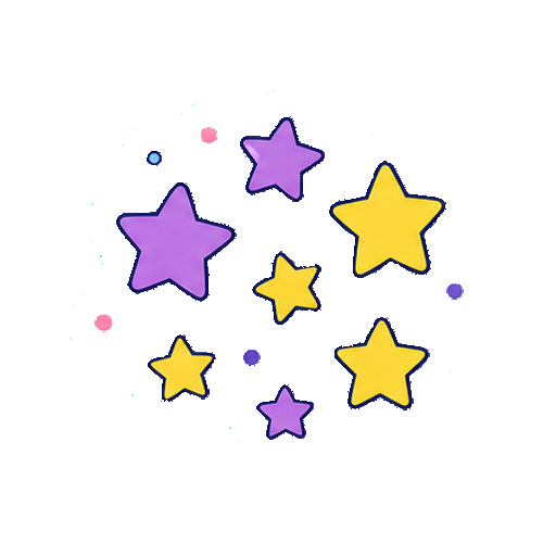 夏の夜空のように並ぶ黄色と紫の星アイコン