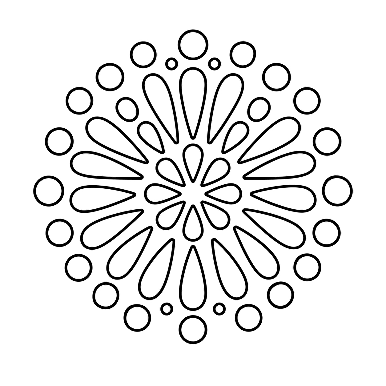 牡丹花火のぬり絵用線画