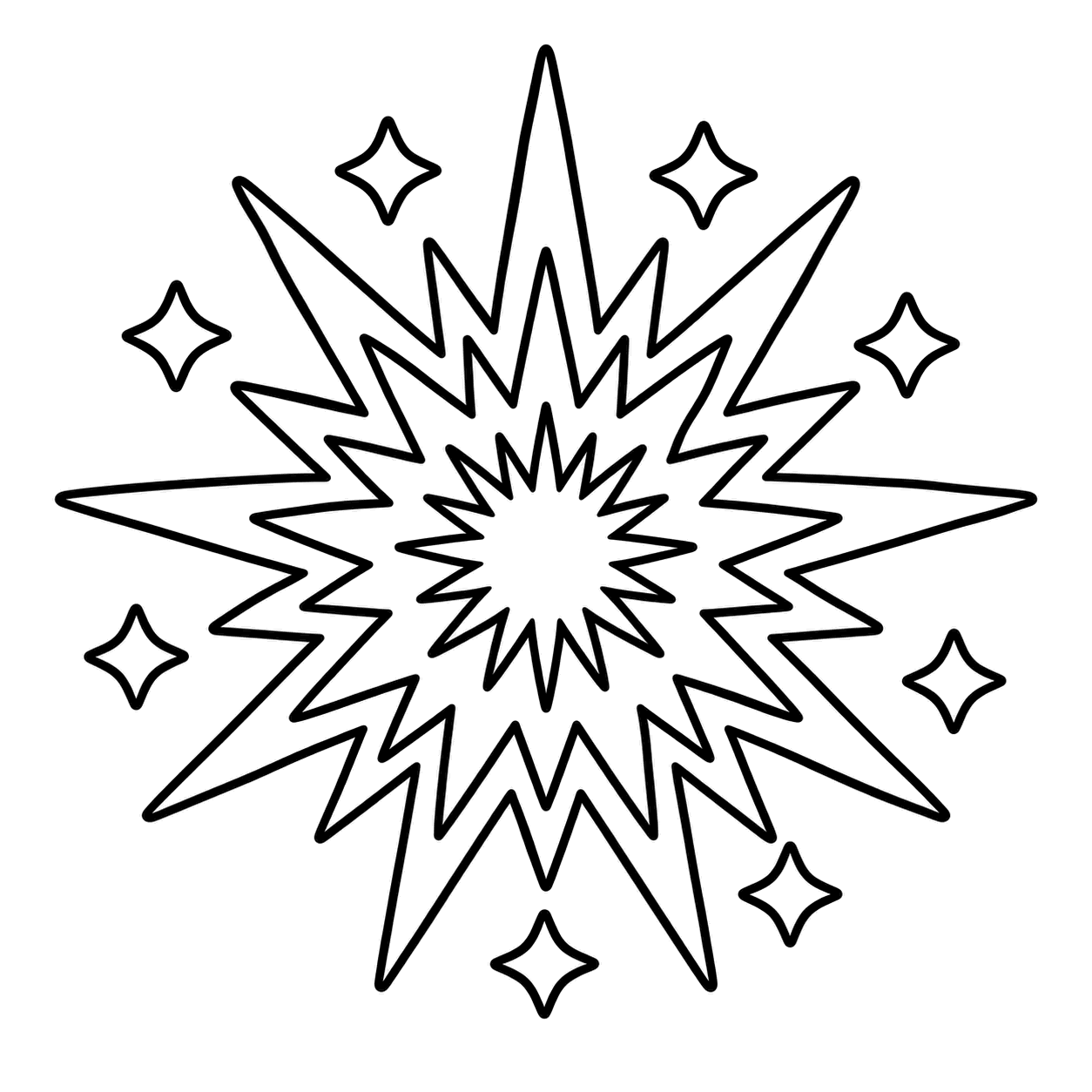 星形花火のぬりえ用線画