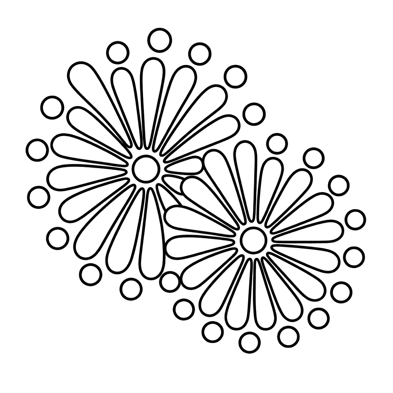 二連花火のぬりえ用線画