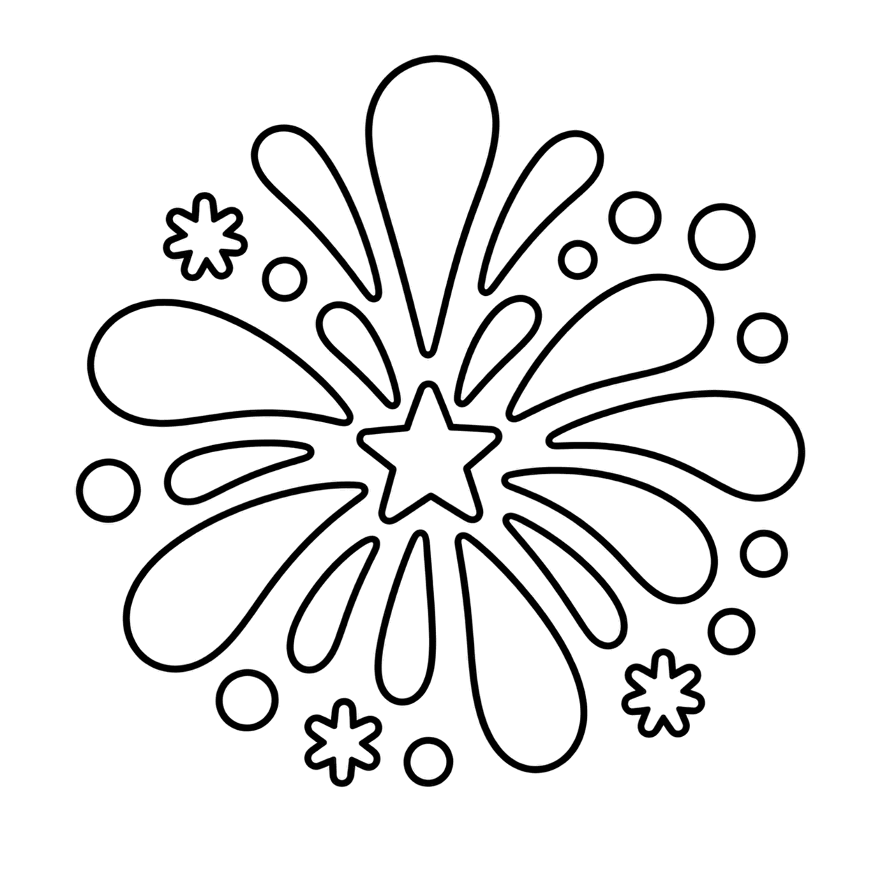 花形花火のぬりえ用線画