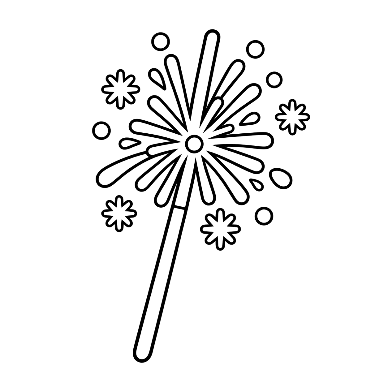 手持ちスパークラーのぬりえ用線画