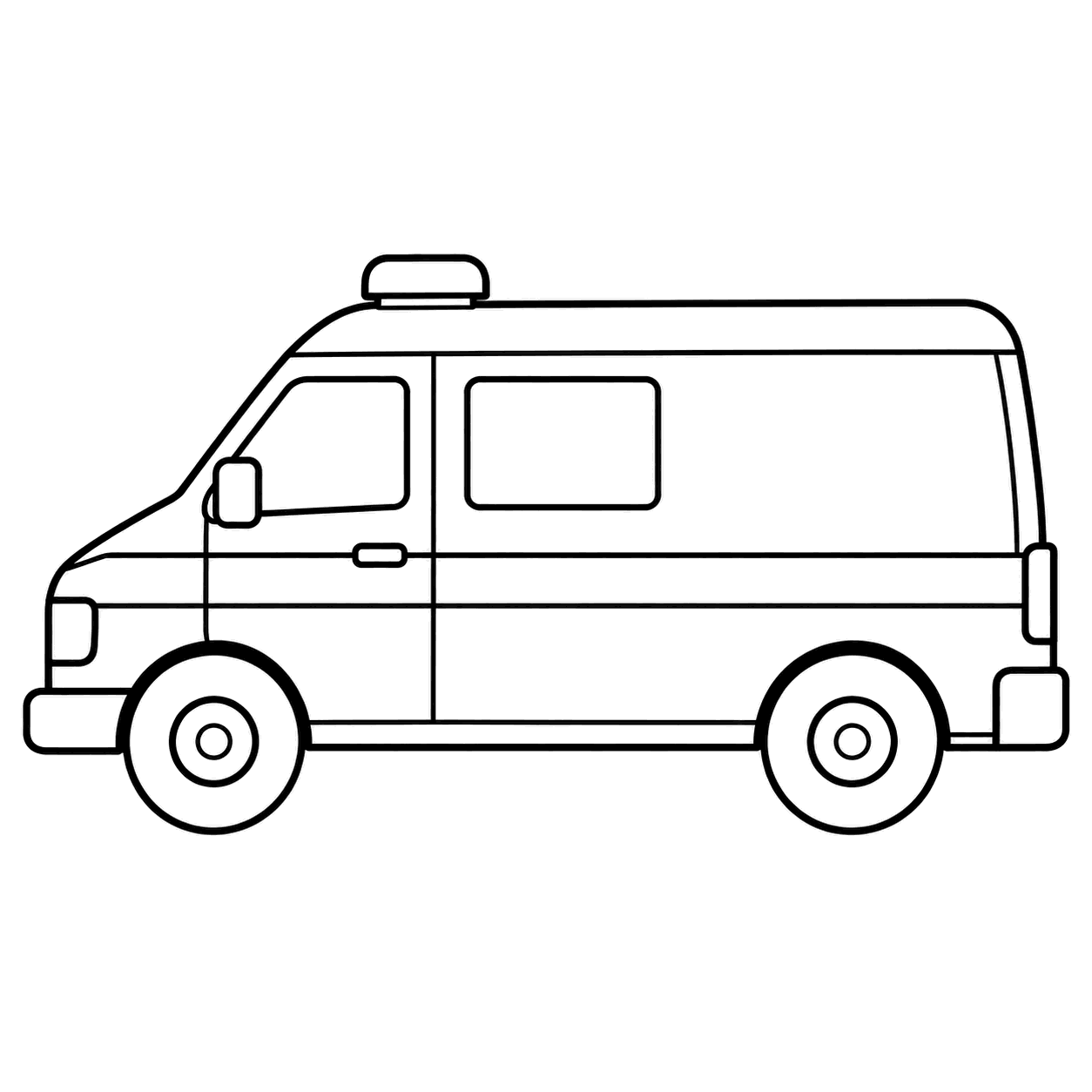 救急車のぬりえ用線画（働く車アイコン24個セット）