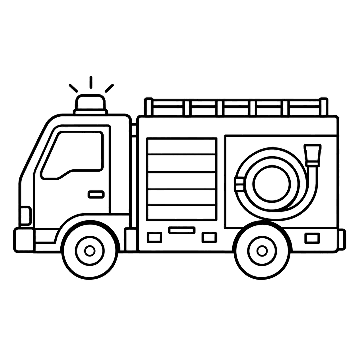 消防車のぬりえ用線画