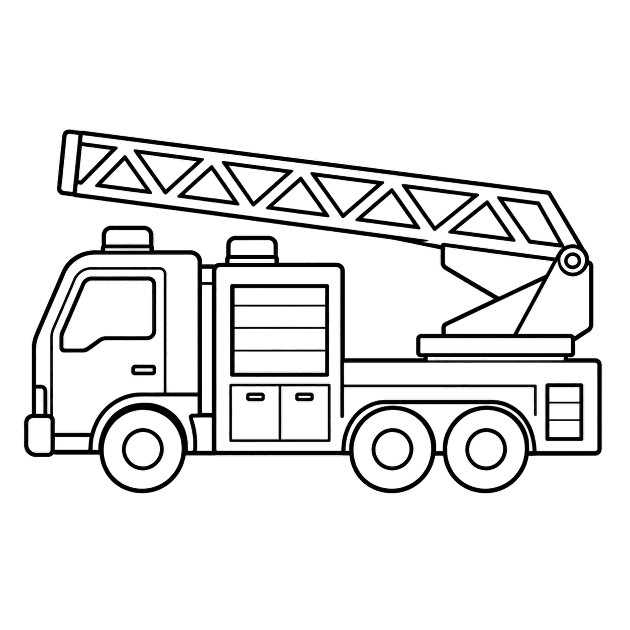 はしご消防車のぬりえ用線画