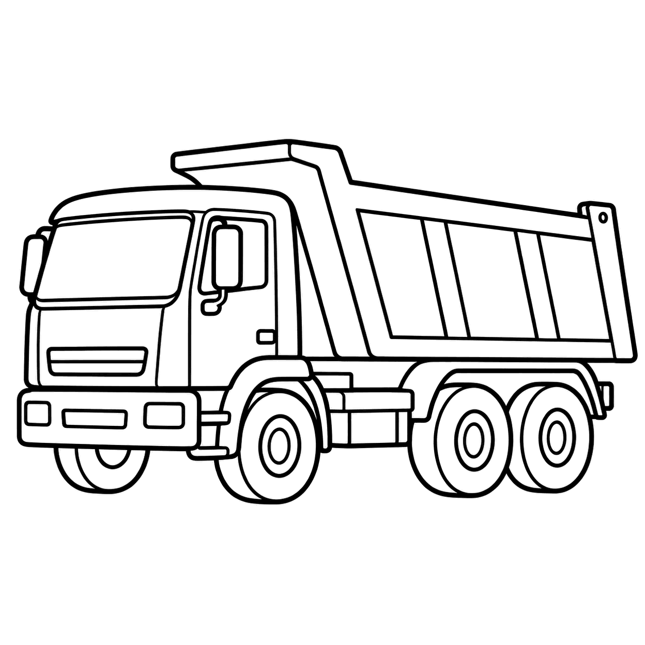 ダンプカーのぬりえ用線画
