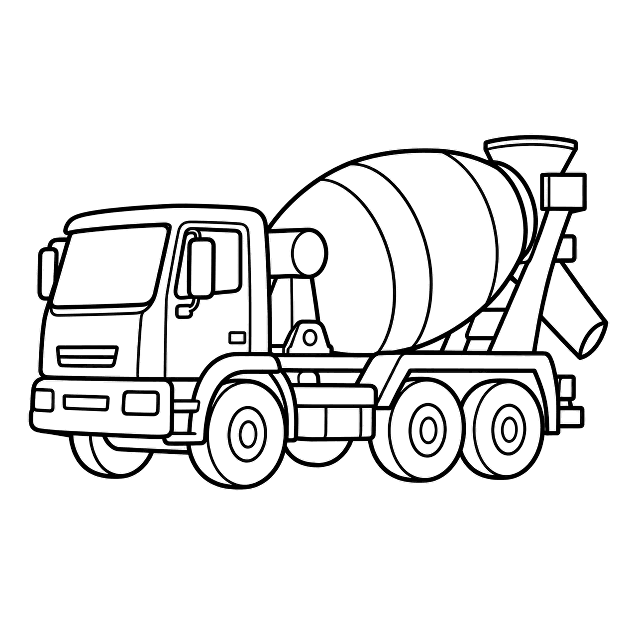 ミキサー車のぬりえ用線画