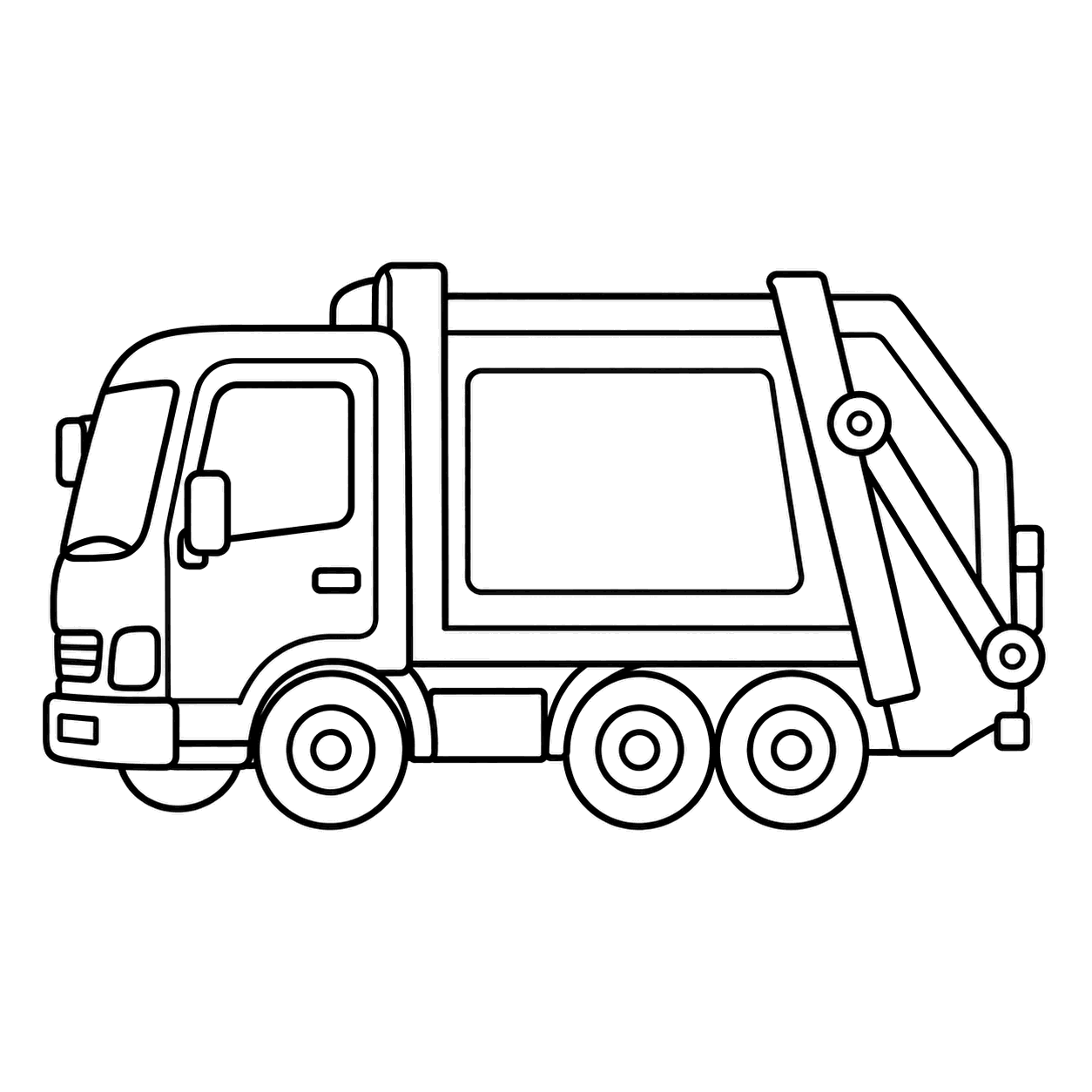 ゴミ収集車のぬりえ用線画