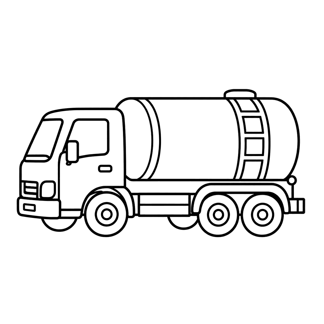 タンクローリーのぬりえ用線画