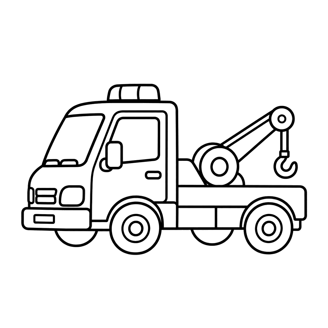 レッカー車のぬりえ用線画