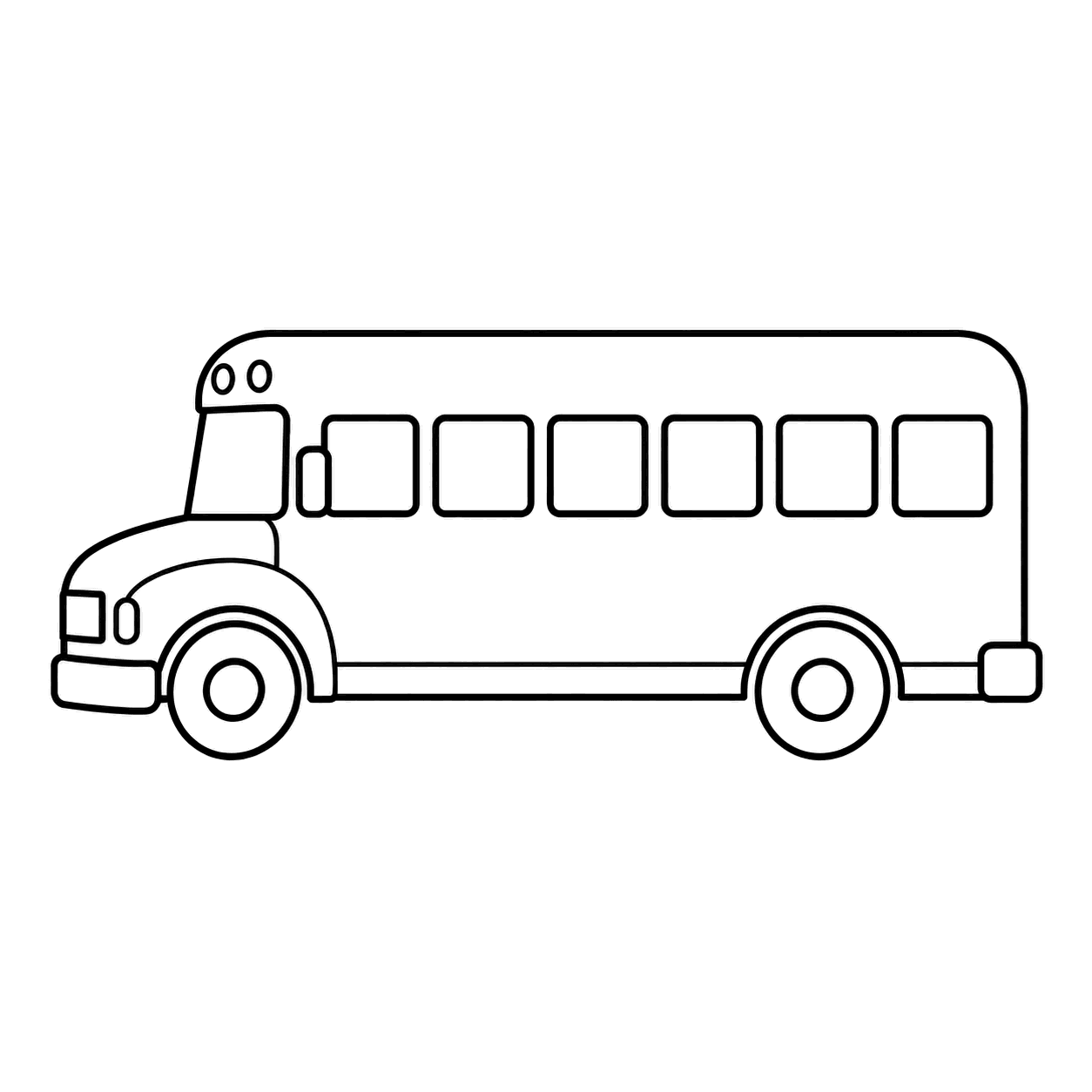 スクールバスのぬりえ用線画