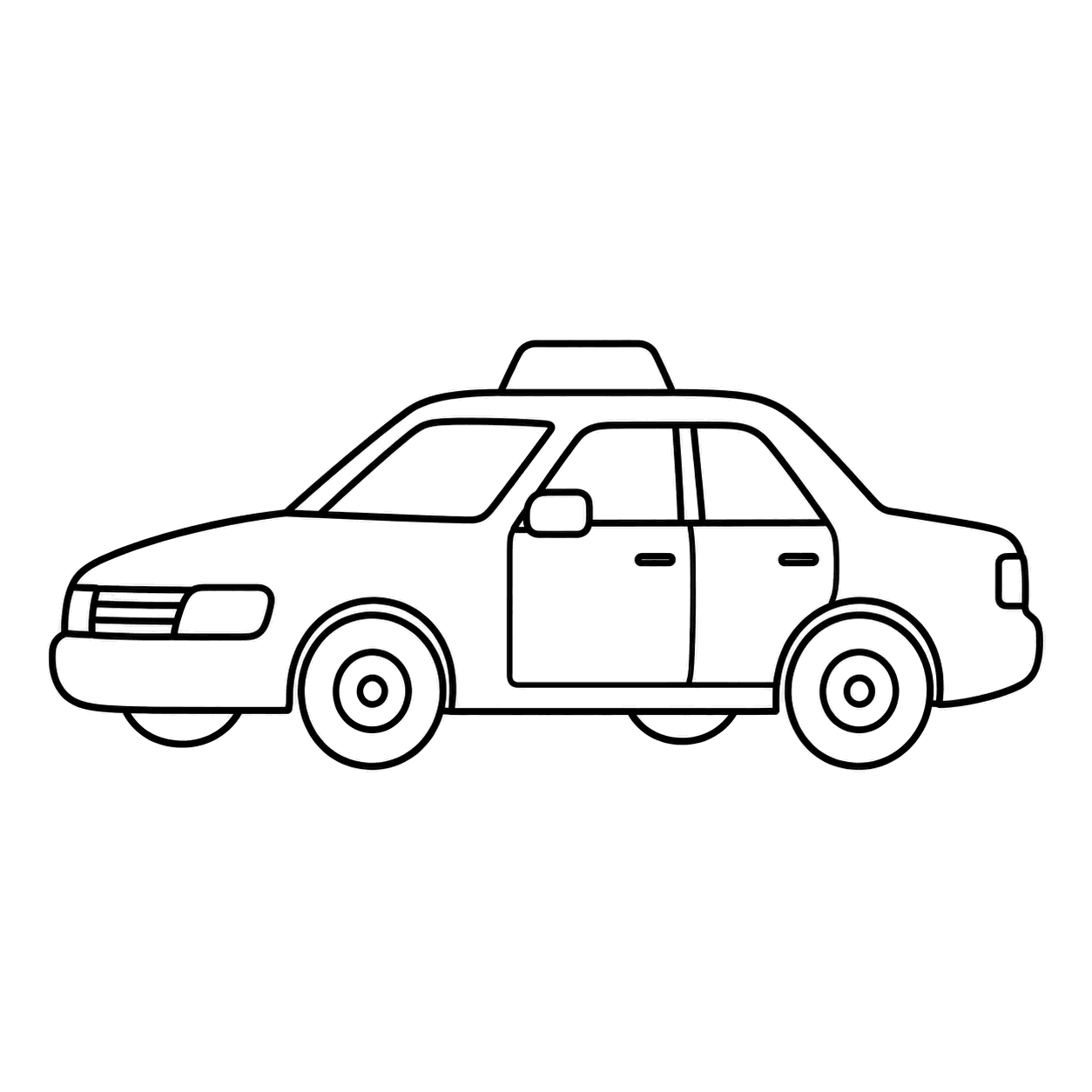 タクシーのぬりえ用線画