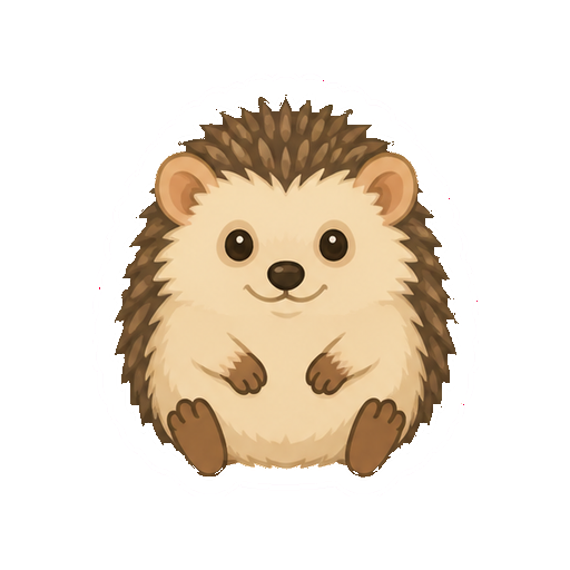正面を向いて座るハリネズミの全身イラスト
