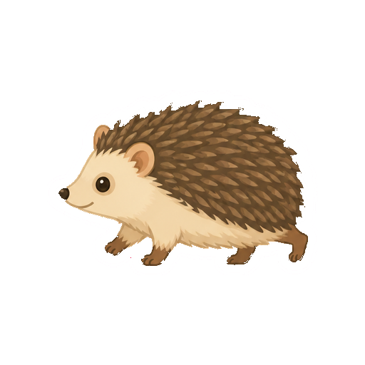 横向きで歩くハリネズミの全身イラスト