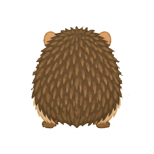 針の背中が見えるハリネズミの後ろ姿の全身イラスト