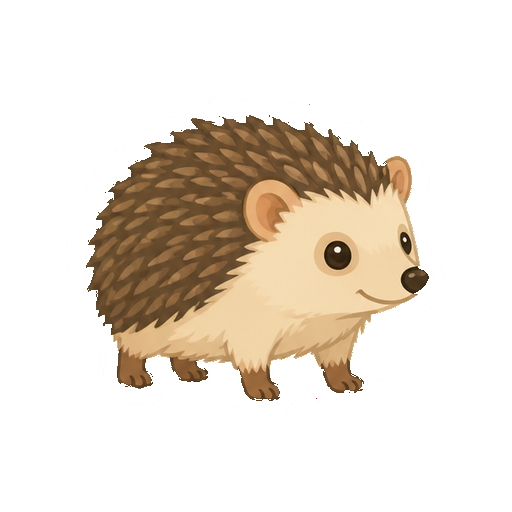 斜め向きで立つハリネズミの全身イラスト