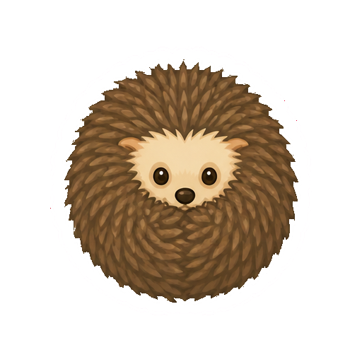 体を丸くしてボール状になるハリネズミのイラスト