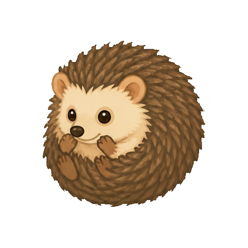 体を丸め始めるハリネズミの全身イラスト