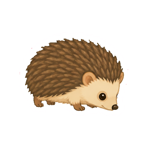 地面へ鼻を近づけて匂いを嗅ぐハリネズミの全身イラスト