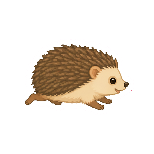 小走りするハリネズミの全身イラスト