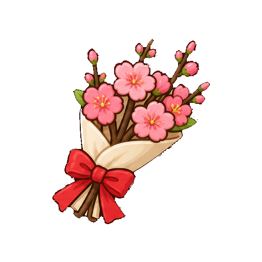 文字がないリボン付き桃の花束アイコン