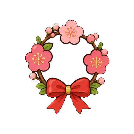 文字や数字がない桃の花リースアイコン