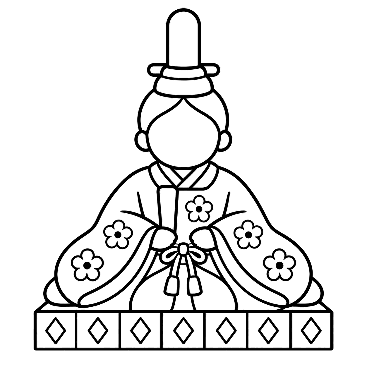 お内裏様人形のぬりえ用線画（ひな祭りのイラスト・ぬりえ24種類）