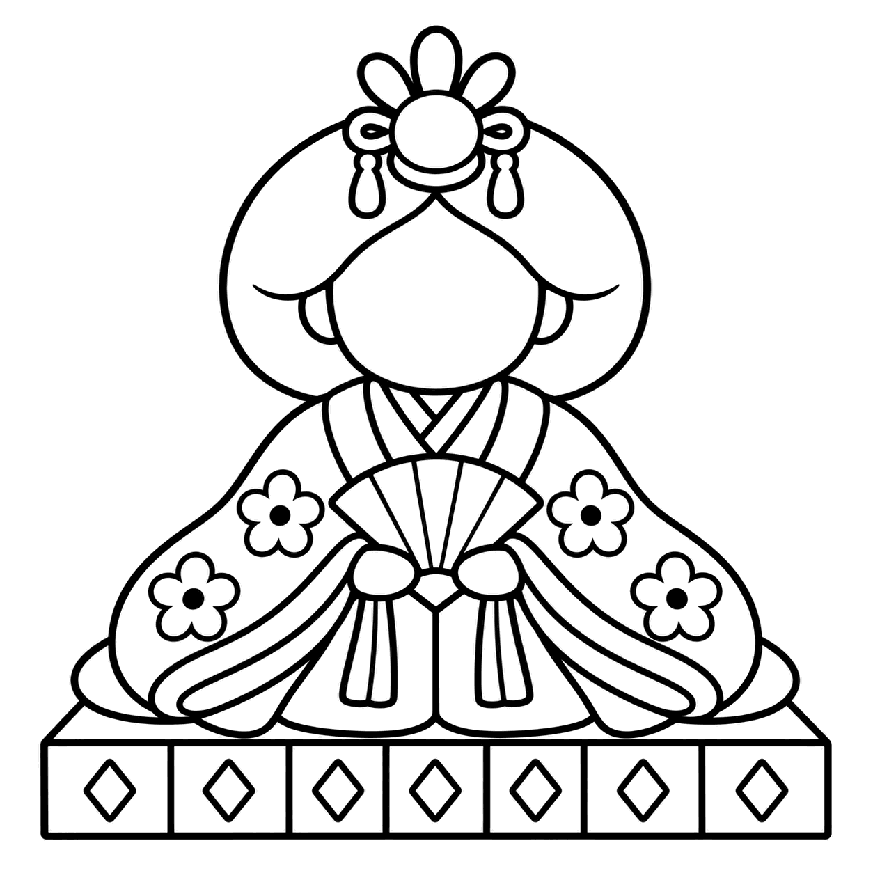 お雛様人形のぬり絵用線画
