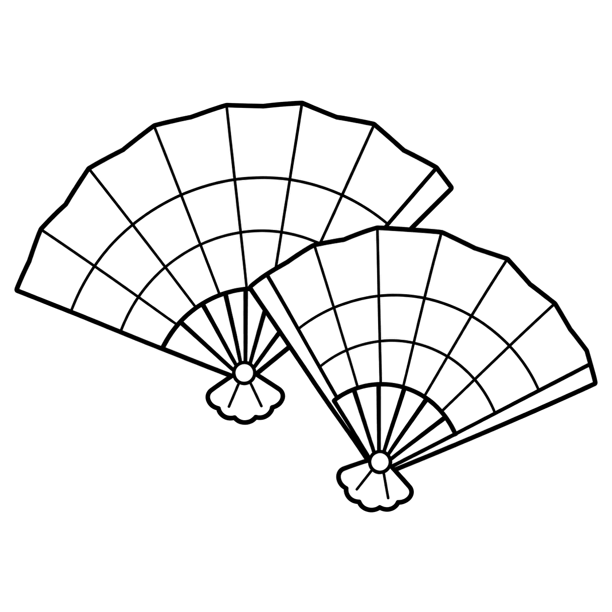 扇二つのぬり絵用線画