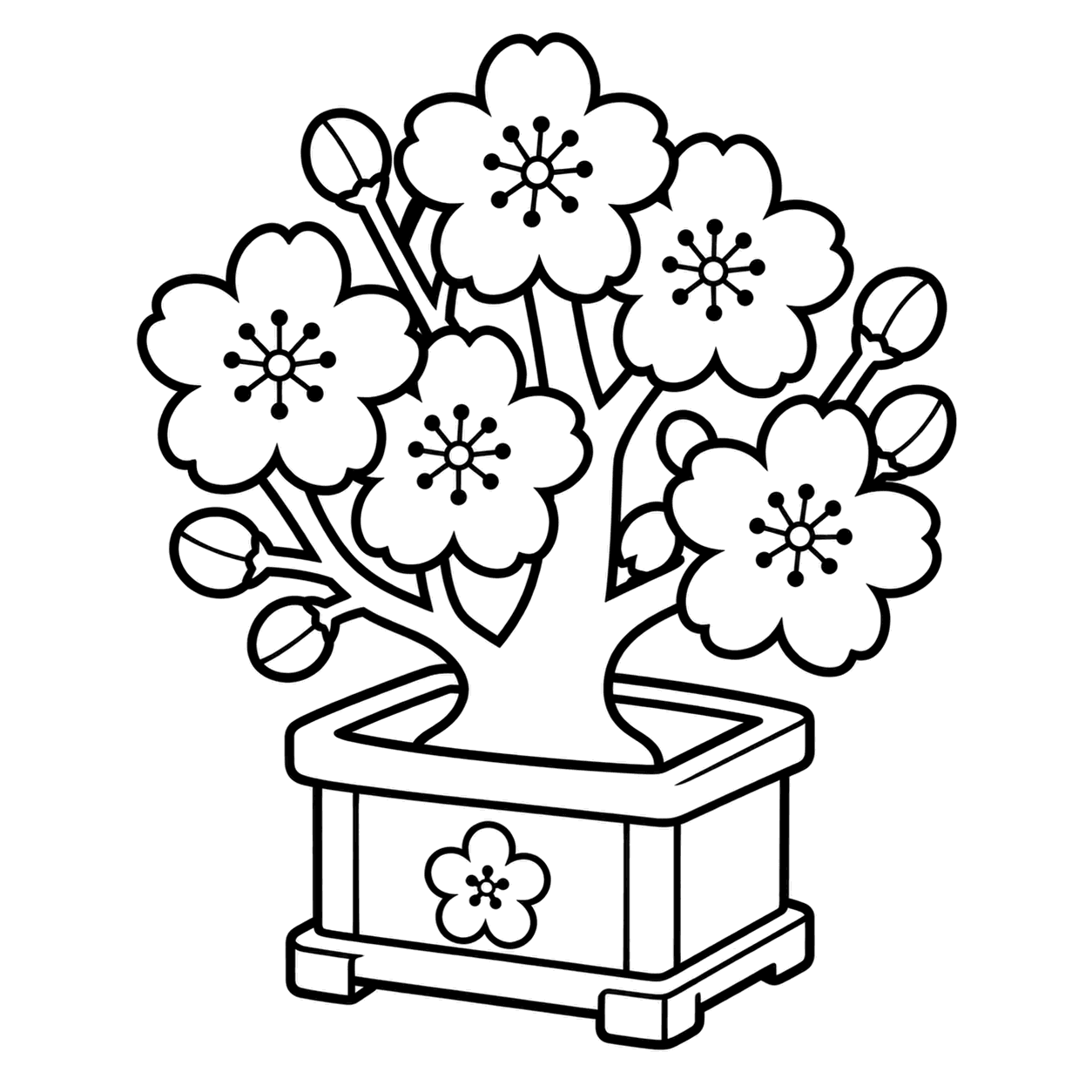 桜の木飾りのぬりえ用線画