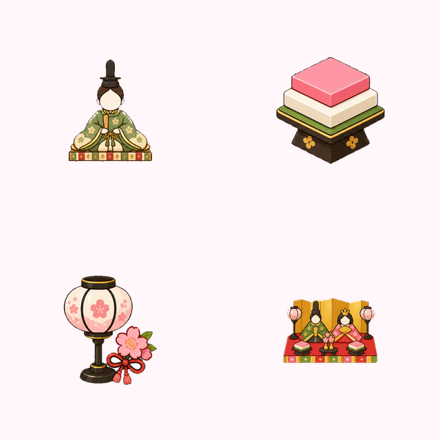 ひな祭りアイコン24個セットの代表画像