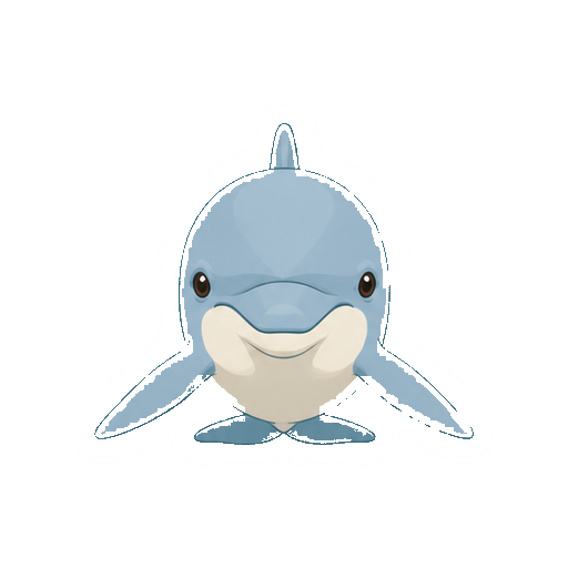 正面からこちらへ泳ぐイルカの全身イラスト