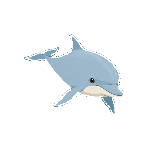 斜め手前へ泳ぐイルカの全身イラスト