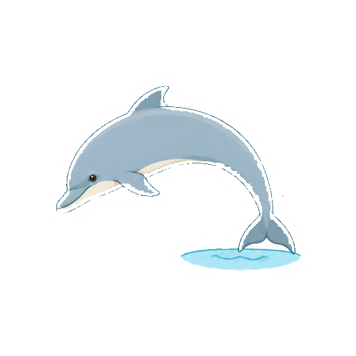 弧を描いて跳ぶイルカの全身イラスト