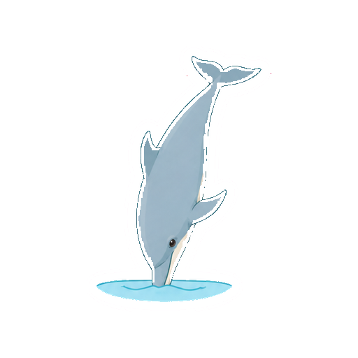 水中へ頭から潜るイルカの全身イラスト