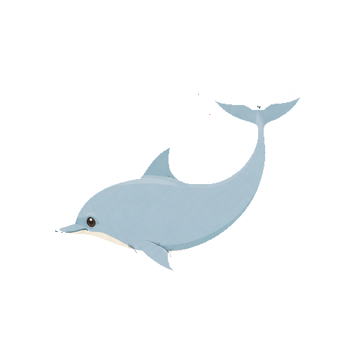 尾びれを大きく動かして泳ぐイルカの全身イラスト