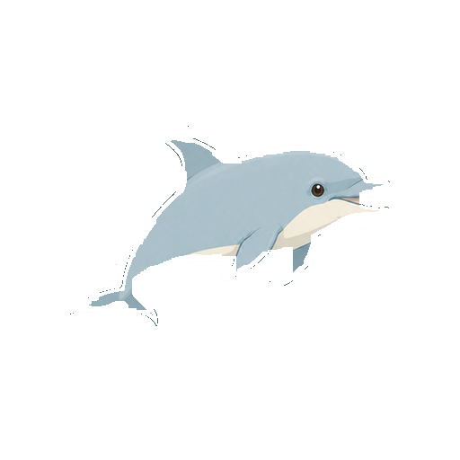 口を小さく開けて泳ぐイルカの全身イラスト