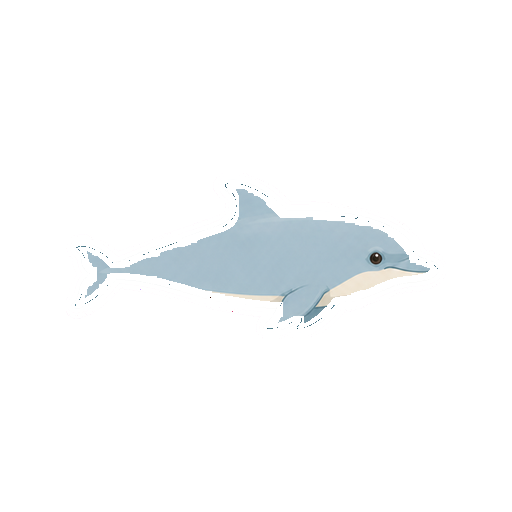 横向きでゆっくり漂うイルカの全身イラスト