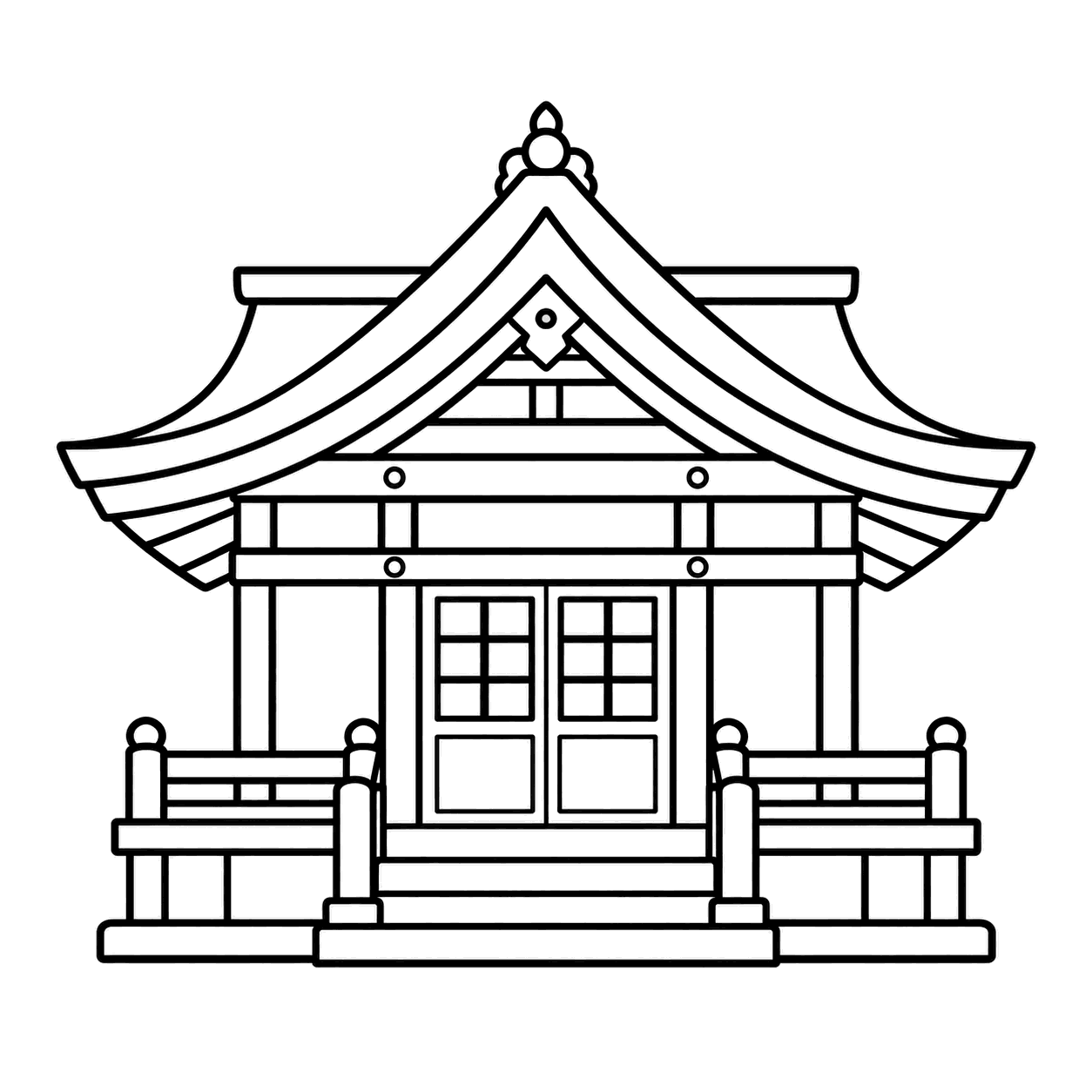 社殿のぬりえ用線画