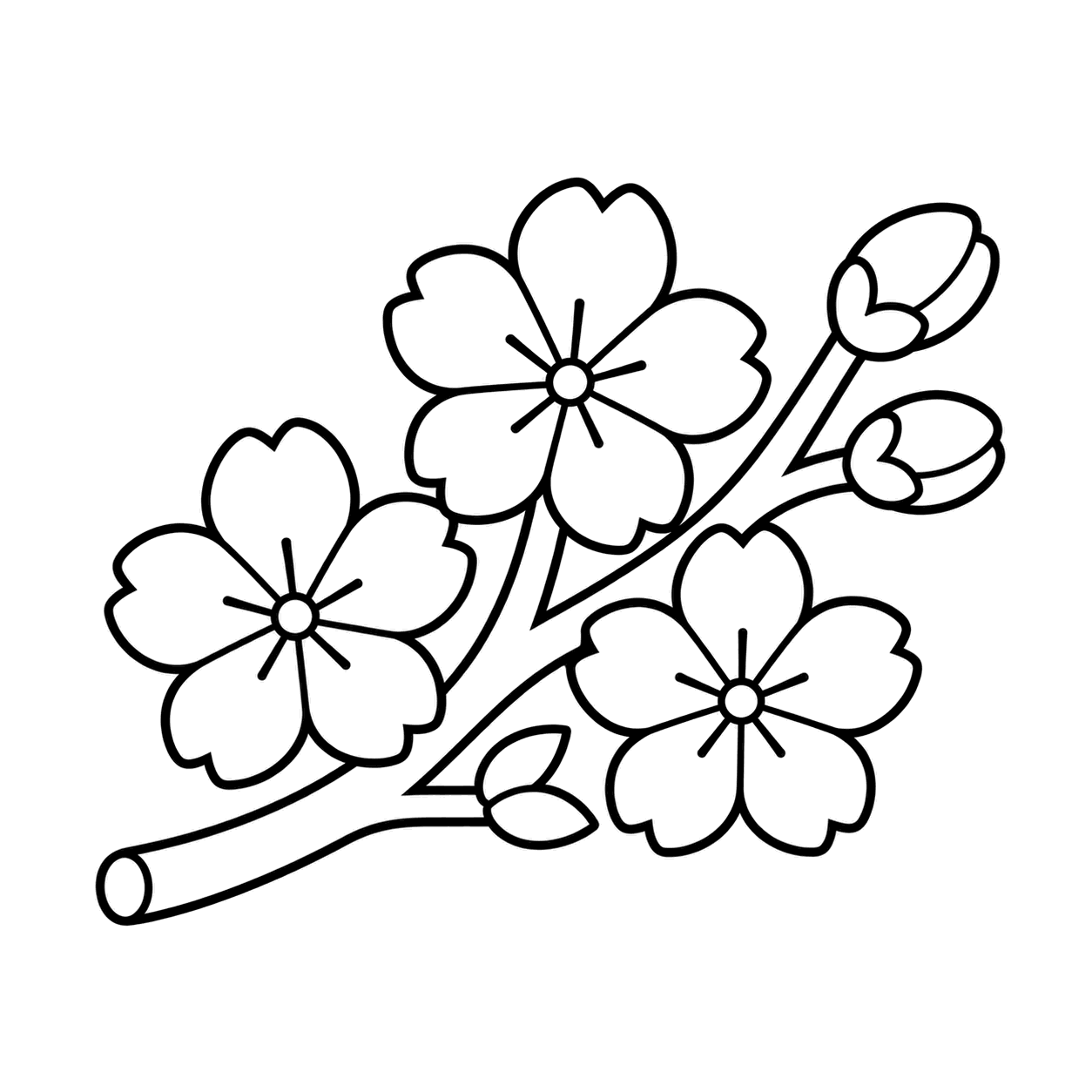 桜の枝のぬり絵用線画