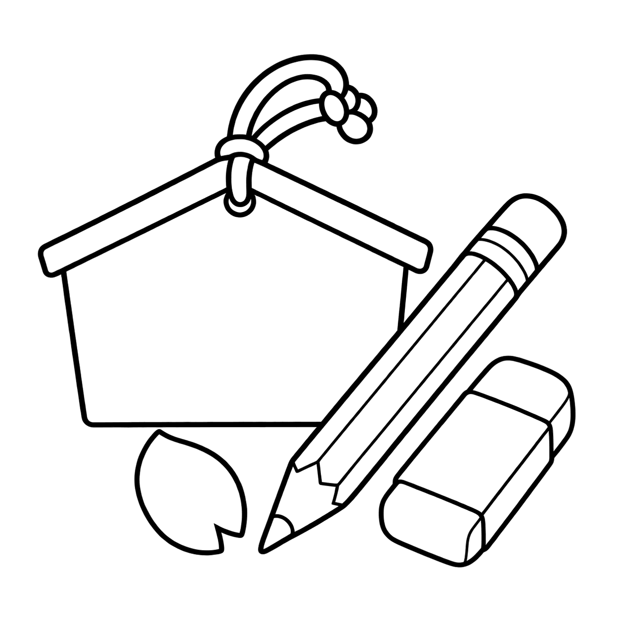 絵馬と鉛筆のぬり絵用線画