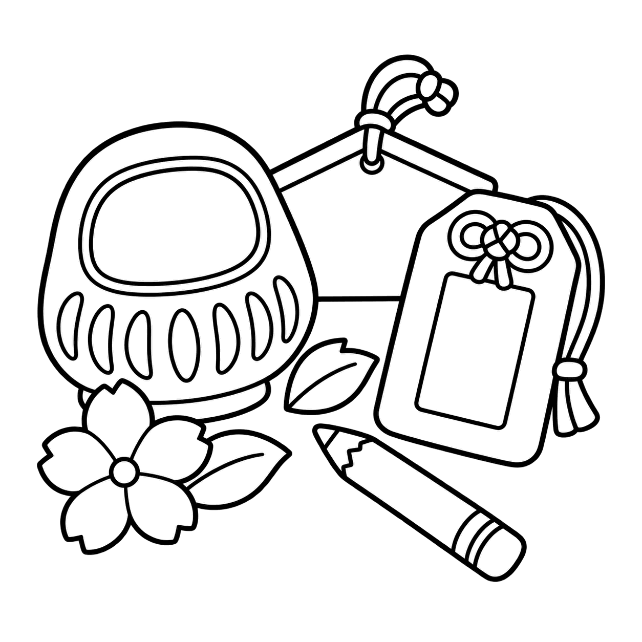 合格祈願セットのぬりえ用線画