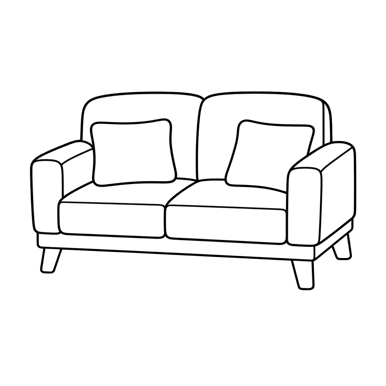 ソファのぬりえ用線画（家具・インテリアのイラスト24個・ぬりえ23種類セット）
